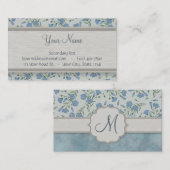 青忘れ私ないモノグラムが付いている花柄そして大理石 名刺 (正面/裏面)