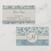 青忘れ私ないモノグラムが付いている花柄そして大理石 名刺 (正面/裏面)