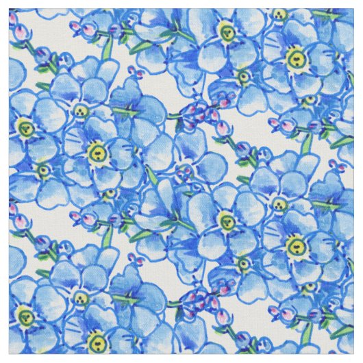 青忘れ芽目花模様地 ファブリック (クローズアップ)