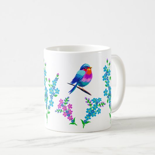 青忘れ鳥私ではなくフローラ80誕生日 コーヒーマグカップ (正面右)