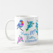 青忘れ鳥私ではなくフローラ80誕生日 コーヒーマグカップ (左)