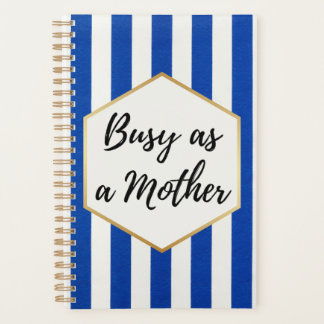 青忙しと白の母としてストライプの プランナー手帳