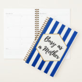 青忙しと白の母としてストライプの プランナー手帳 (ディスプレー)