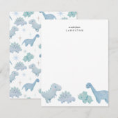 青恐竜の子供用メモカード ノートカード (正面/裏面)