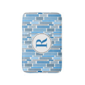 青抽象デザイン。カスタマイズ。 バスマット (正面縦)