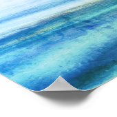 青抽象芸術おもしろい水彩画波ユニーク ポスター (角)