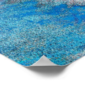 青抽象芸術おもしろい水彩画波柱ユニーク柱 ポスター (角)