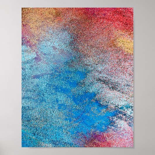 青抽象芸術おもしろい水彩画波柱ユニーク柱 ポスター (正面)