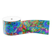 青抽象芸術ひまわりフローラ水絵画色 グログランリボン (リール)