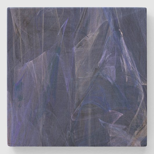 青抽象芸術フラクタル正方形コースター ストーンコースター (正面)