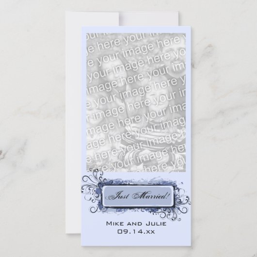 青抽象芸術フローラたった今結婚しました 案内状 (正面)