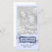 青抽象芸術フローラたった今結婚しました 案内状 (正面/裏面)