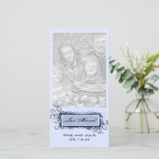 青抽象芸術フローラたった今結婚しました 案内状 (スタンド正面)