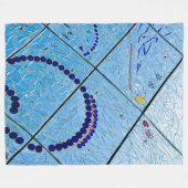 青抽象芸術モザイク フリースブランケット (正面(横))