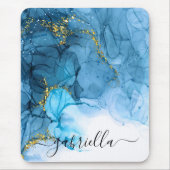 青抽象芸術大理石 マウスパッド (正面)