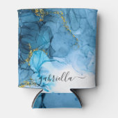 青抽象芸術大理石 缶クーラー (正面)