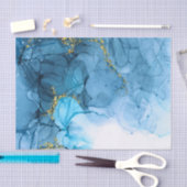 青抽象芸術大理石 薄葉紙 (クラフト)