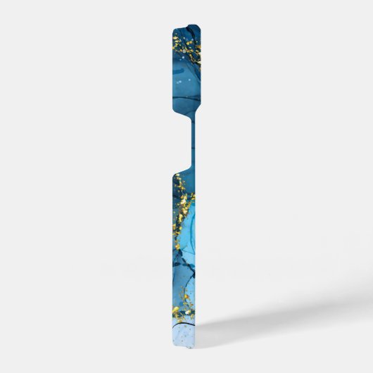 青抽象芸術大理石 iPhoneケース (右側面)