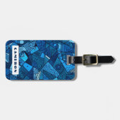 青抽象芸術幾何学的パターン名前をカスタムする ラゲッジタグ (正面横)