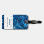 青抽象芸術幾何学的パターン名前をカスタムする ラゲッジタグ (裏面横)
