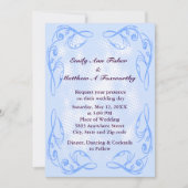 青抽象芸術旋回縁ど結婚式招待状 招待状 (正面)