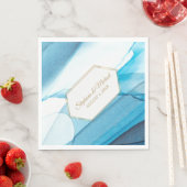 青抽象芸術水彩二重枠結婚型 スタンダードランチョンナプキン (インサイチュ)