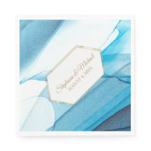 青抽象芸術水彩二重枠結婚型