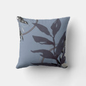 青抽象芸術水色葉 クッション (裏面)