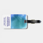 青抽象芸術水色 | 名前の追加 ラゲッジタグ (裏面横)