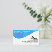 青抽象芸術波 |エステート実在ロゴ 名刺 (スタンド正面)