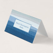 青抽象芸術波QRコード折り畳み名刺 名刺 (正面)