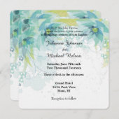 青抽象芸術結婚フローラ 招待状 (正面/裏面)