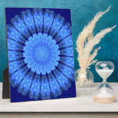 青抽象芸術花 フォトプラーク (側面)