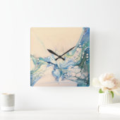 青抽象芸術 スクエア壁時計 (ホーム)