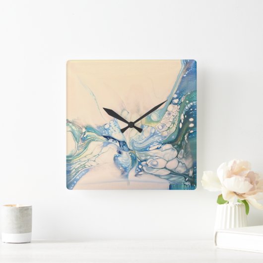青抽象芸術 スクエア壁時計 (ホーム)