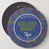 青抽象芸術 |ヒントを参照 |大学のお金 缶バッジ (正面&裏面)