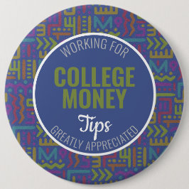 青抽象芸術 |ヒントを参照 |大学のお金 缶バッジ