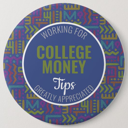 青抽象芸術 |ヒントを参照 |大学のお金 缶バッジ (正面)