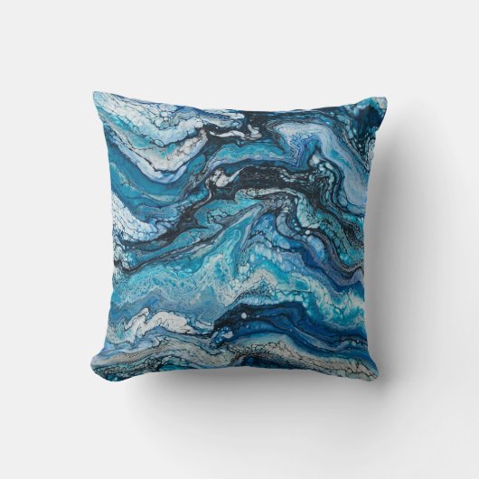 青抽象芸術 モダン クッション (正面)