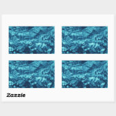 青抽象芸術 長方形シール (シート)