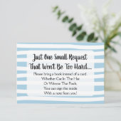 青描いストライプの赤ちゃんシャワーがブックカードを持ってくる 招待状 (スタンド正面)