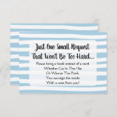 青描いストライプの赤ちゃんシャワーがブックカードを持ってくる 招待状 (正面/裏面)