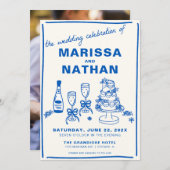 青描とフォト結婚式招待状 招待状 (正面/裏面)