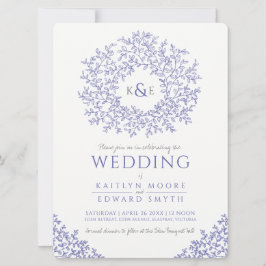 青描葉モノグラム結婚アート 招待状