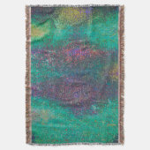 青擦り切れた色で熟成した緑 スローブランケット (正面縦)