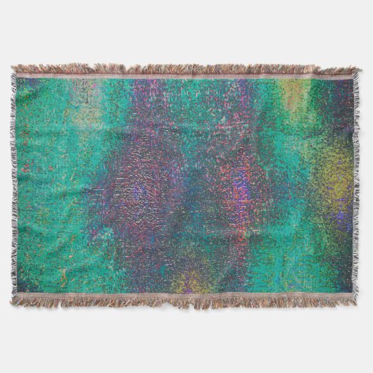 青擦り切れた色で熟成した緑 スローブランケット (正面)