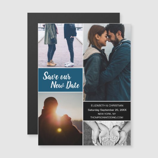 青救い新しい日の写真の日付の変更 マグネット招待状 (正面/裏面)