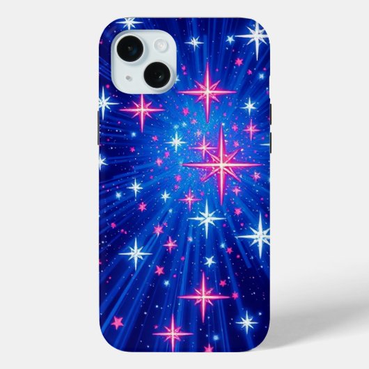 青数々の線付き光沢のある星モバイル Case-Mate iPhoneケース (裏面)