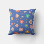 青数々の色のかわいい花柄 クッション (裏面)