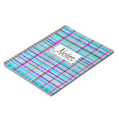 青数々の色のチェックストライプパターン ノートブック (左側)